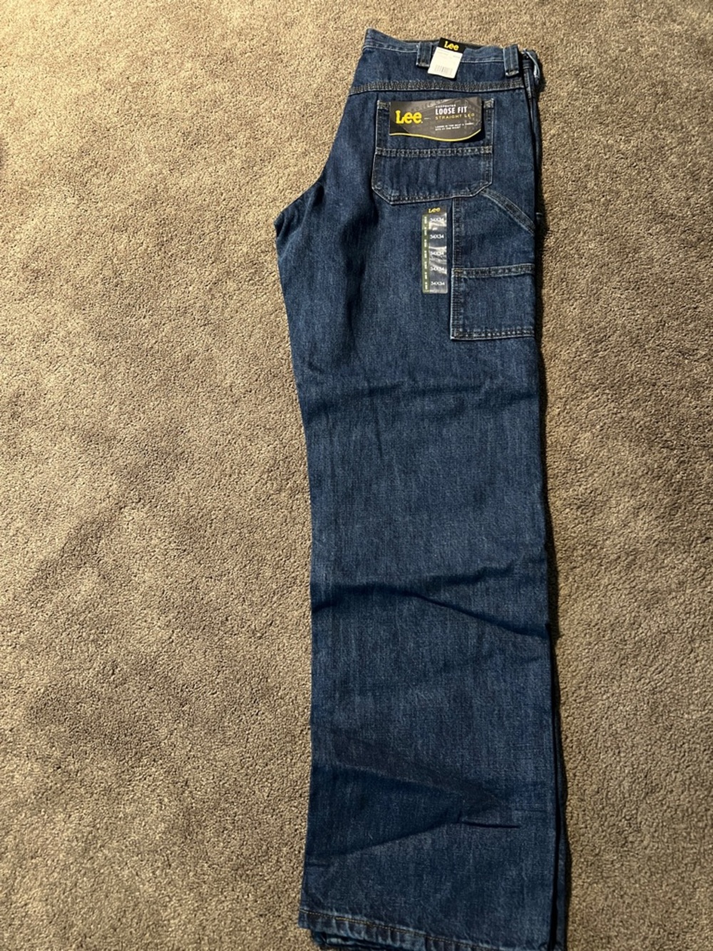 Lee Men's Loose Relaxed Carpenter Jeans - Dark Indigo Blue